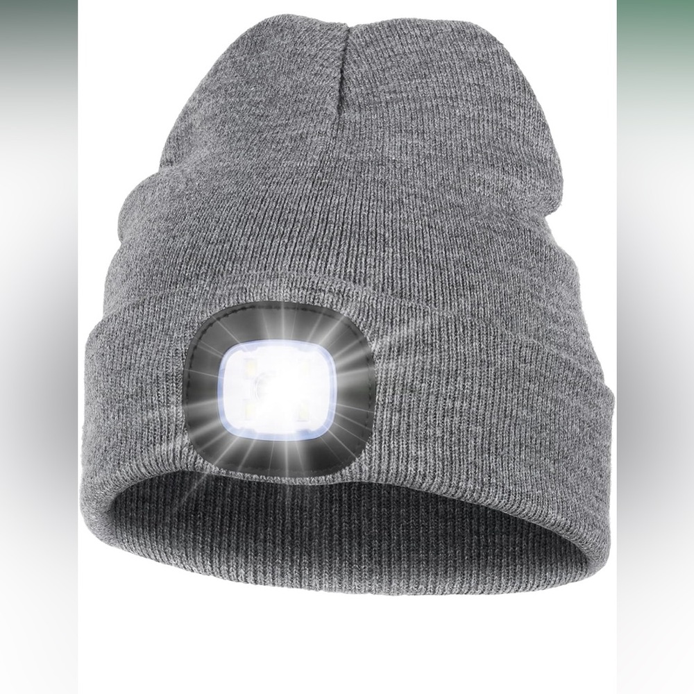 Unisex Hat with Light, USB Rechargeable Hands Free Headlamp LED Beanie NWT